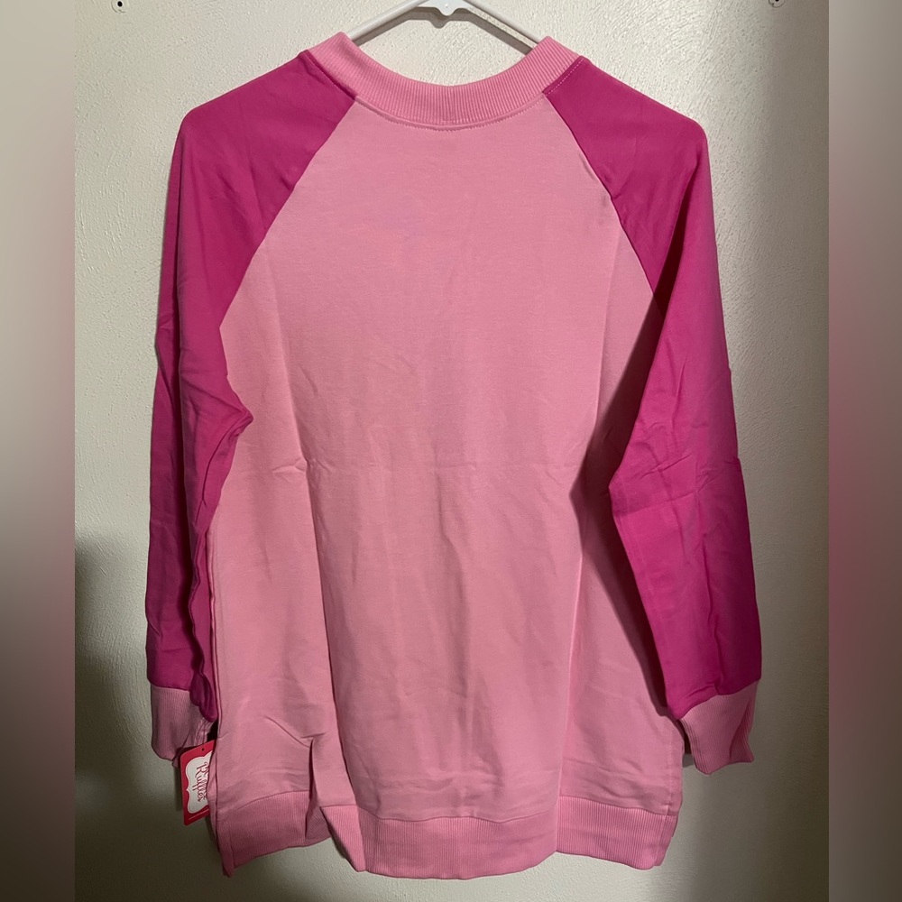 RICRAC & RUFFLES Classic Ho Ho Ho Embroidered Crewneck Pink Blue Green Wms Sz M - Picture 5 of 5